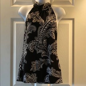 White House Black Market black & white halter top